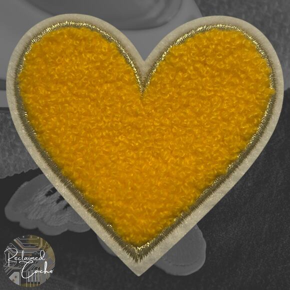 Heart in Yellow Iron On Patch - Picture 1 of 2